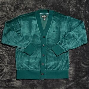 Men’s Houston White Velour Cardigan - XS